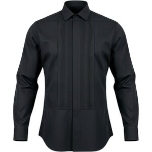 Chaplin Mens Tuxedo Shirt Medium Black Pleated Bib Wing Tip Collar Vintage 30-31